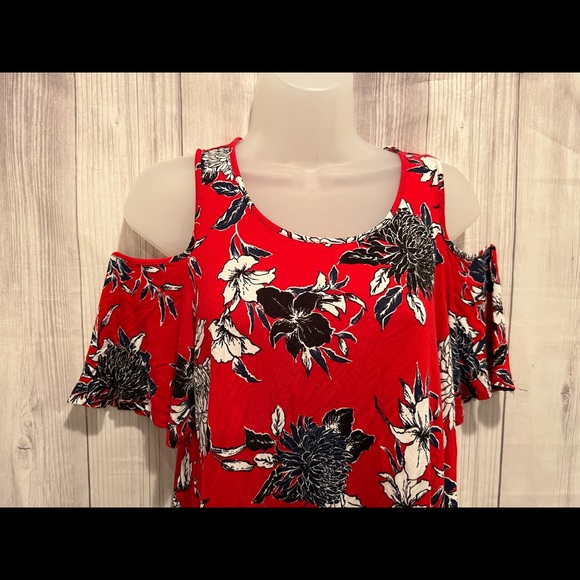 WESTPORT floral cold shoulder blouse / size M - Picture 3 of 5